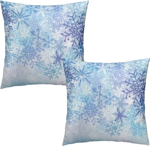 Vista 67 de Juego de 2 fundas de almohada patrióticas para exteriores, diseño de estrellas azules del 4 de julio, 16 x 16 pulgadas, fundas de almohada