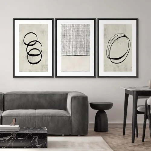 Vista 590 de SIGNWIN Lienzo enmarcado para pared, juego de arte neutro de bosque brumoso, ilustraciones en tono tierra, arte moderno, decorativo, bohemio