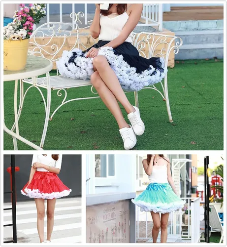 Vista 6 de PhilaeEC Women's Elastic Chiffon Petticoat Puffy Tutu Tulle Skirt Princess Ballet Dance Pettiskirts Underskirt Multi-Layer