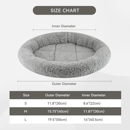 Vista 3 de LESYPET Round Cat Bed, Soft Cat Donut Beds with Pillow Around, Machine Washable Pet Cushion for Kittens/Rabbits/Hamsters, Diameter 11.8