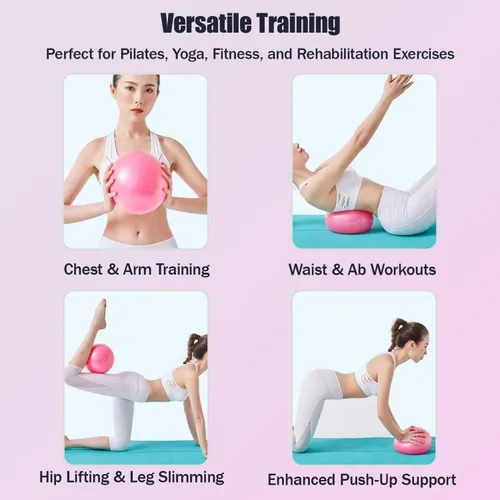 Vista 5 de Pelota de ejercicio pequeña de 9 pulgadas, mini pelota de pilates antideslizante para estabilidad, fitness, estiramiento y entrenamiento de fuerza