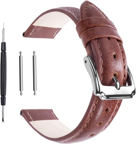 Vista 7 de Correa de reloj de 18, 20, 22 mm de piel de vacuno, extra suave, para hombres y mujeres