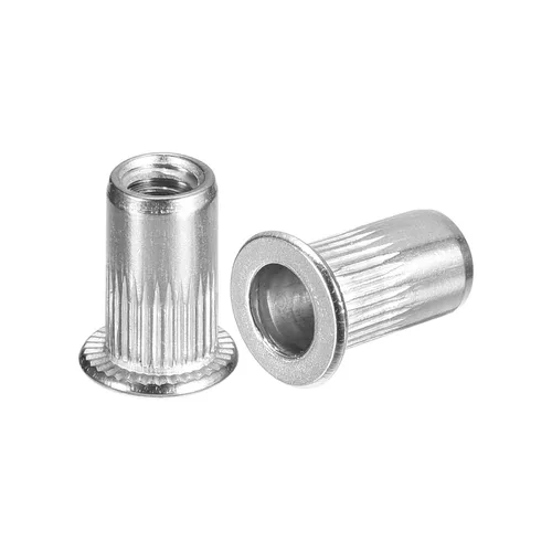 Vista 7 de uxcell Tuercas de remache 1/4-20, 30 tuercas roscadas de cabeza plana moleteadas de acero inoxidable 304 para metal, plástico