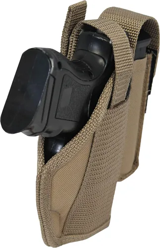 Vista 5 de Funda Barsony Desert Sand OWB con bolsa para cargador para pistolas compactas subcompactas de 0.354 in .40 .45