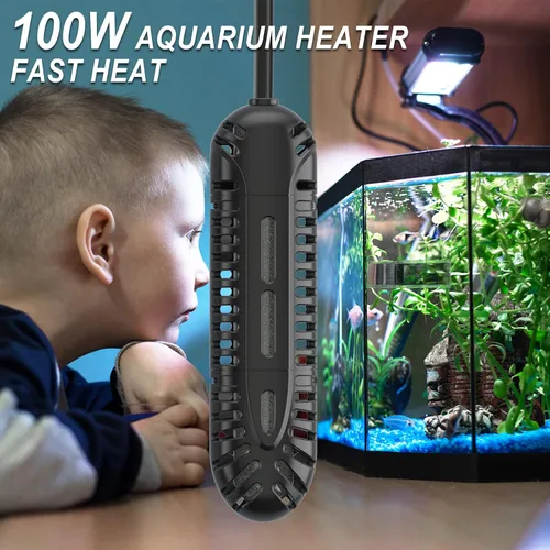 Vista 2 de HiTauing Calentador de acuario, calentador de pecera de 100 W con pantalla digital LED y 5 protección de seguridad, calentador sumergible