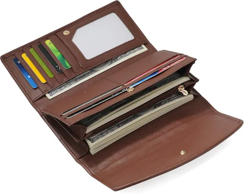 Vista 5 de Rose Collection - Monedero triple de cuero genuino en relieve (gris), Gris, Vintage
