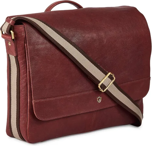 Vista 8 de Bolso de cuero real para computadora portátil, para hombres y mujeres, estilo vintage, estilo mensajero, bolso de hombro hasta 16 pulgadas