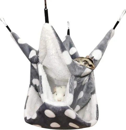 Vista 8 de LEFTSTARER Hamaca de triple capa para mascotas, jaula de animales para mascotas, accesorios para cama para ratas, conejillos de indias, hurón, Gris