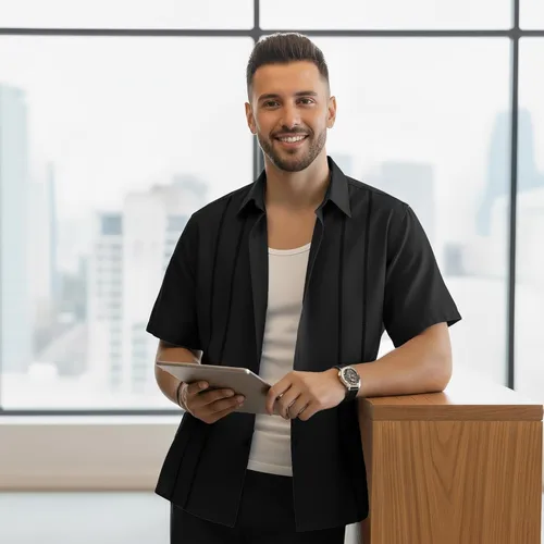 Vista 2 de Camisa elegante para hombre - Camisa de playa de lino transpirable de manga corta con botones