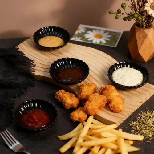 Vista 5 de Gaolinci Plato de cerámica con forma de flor de 3.5 pulgadas, mini condimento lateral, platos para servir aperitivos, juego de platillos pequeños