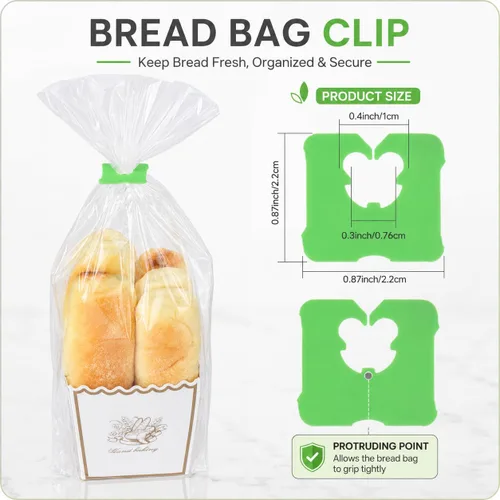 Vista 2 de 100 clips reutilizables de plástico verde para mantener tus alimentos frescos, clips de bolsa de almacenamiento de alimentos de 7/8 x 1 pulgada