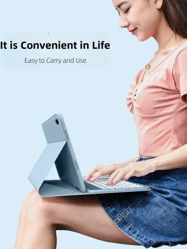 Vista 6 de Funda con teclado para Samsung Galaxy Tab A11+ Plus 2025/A9 Plus 2023 de 11 Teclado Bluetooth magnético desmontable, cubierta de teclado redondo