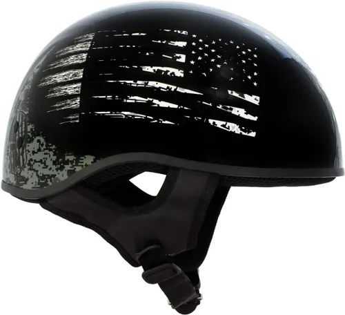 Vista 2 de Hot Leathers HLD1043 - Casco de calavera con diseño de calavera DOT Avanzado en blanco y negro brillante