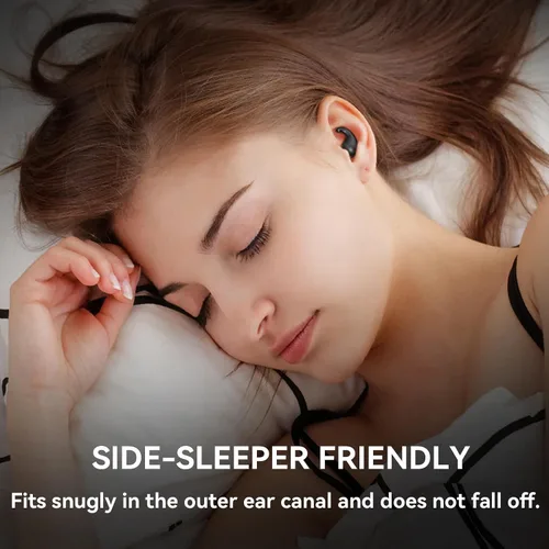 Vista 4 de Auriculares pequeños invisibles para dormir de lado, auriculares inalámbricos Bluetooth planos, con enmascaramiento de ruido, auriculares discretos