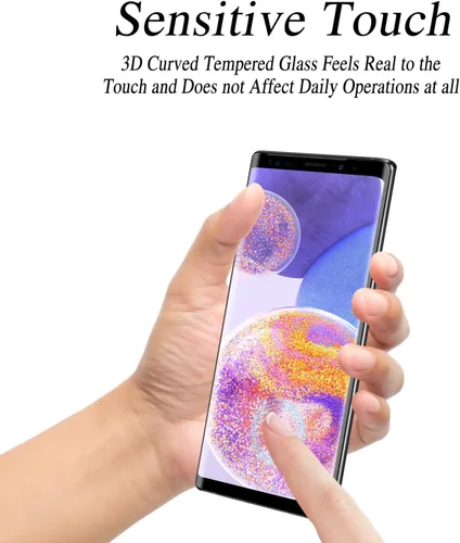 Vista 4 de MAYtobe Paquete de 2 protectores de pantalla de vidrio templado para Samsung Galaxy Note 8 Curvo 3D, sin burbujas, resistente a los arañazos