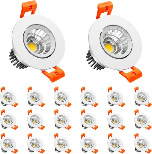 Vista 11 de LightingWill Downlight LED de 3 W, lámpara de techo empotrable de 2 pulgadas, 4000K-4500K blanco natural, foco COB regulable, ángulo de haz de 60°