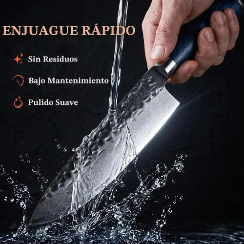 Vista 7 de Cuchillo de chef japonés de Damasco de 8 pulgadas, acero inoxidable de alto