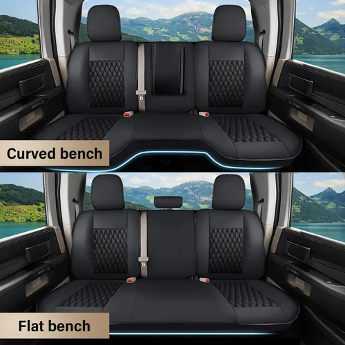 Vista 94 de Coverado Juego completo de fundas de asiento de ajuste personalizado para Chevy Silverado/GMC Sierra 2014-2018 1500, 2015-2019 2500HD 3500HD Negro