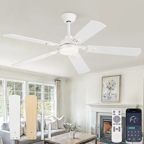Vista 18 de ZMISHIBO Ventiladores de techo de 44 pulgadas con luces, ventilador de techo moderno negro con control remoto, ventilador de techo