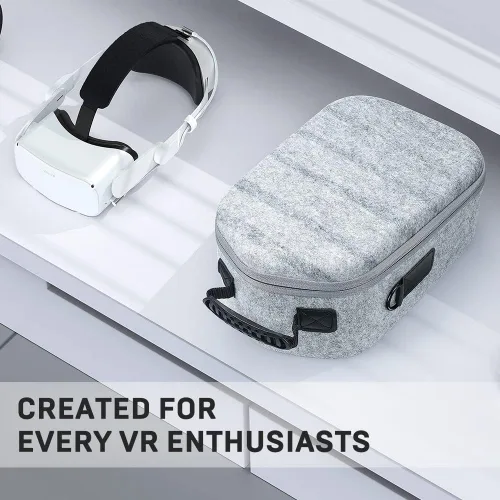 Vista 6 de Vimetapro Estuche de transporte para Quest 2, bolsa rígida para accesorios Quest 2, auriculares de realidad virtual con correa Elite y controles