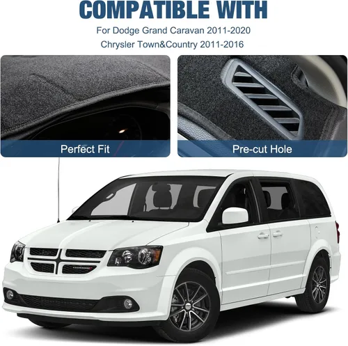 Vista 4 de Alfombrilla Tapete Cubierta del Salpicadero Compatible con Chrysler Town & Country 2011-2016; Dodge Grand Caravan 2011-2020