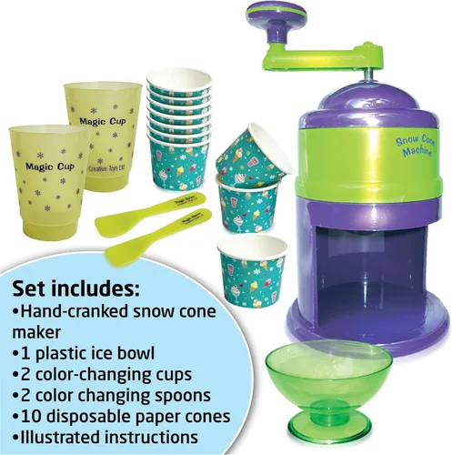Vista 4 de Small World Toys Máquina de cono de nieve para niños, máquina de hielo afeitado súper granizado, máquina de cono de nieve apta para niños con tazas