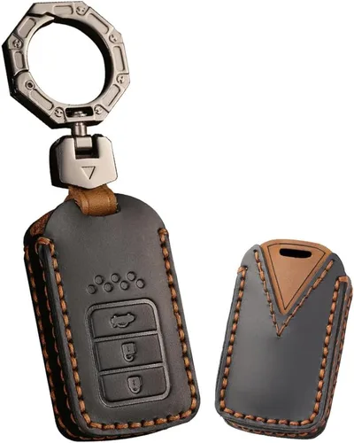 Vista 11 de ontto Funda de llavero de 2 botones para llave remota inteligente Honda, protector de llave de cuero para llave de coche, Negro