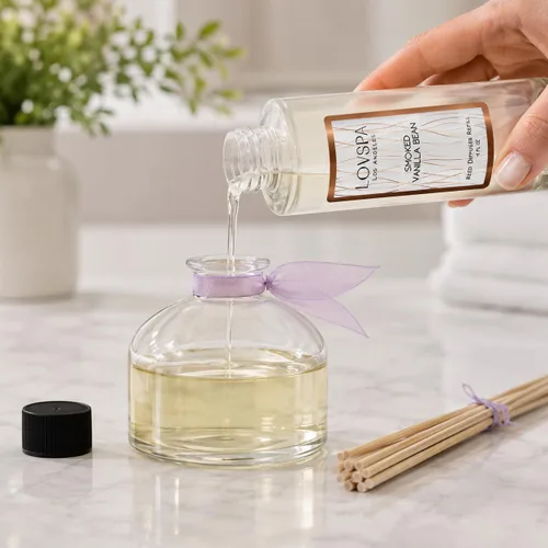 Vista 6 de Amber Romance - Recambio de aceite difusor de varillas con varillas de junco, ámbar cálido, sándalo y notas florales, aceites esenciales de lirio