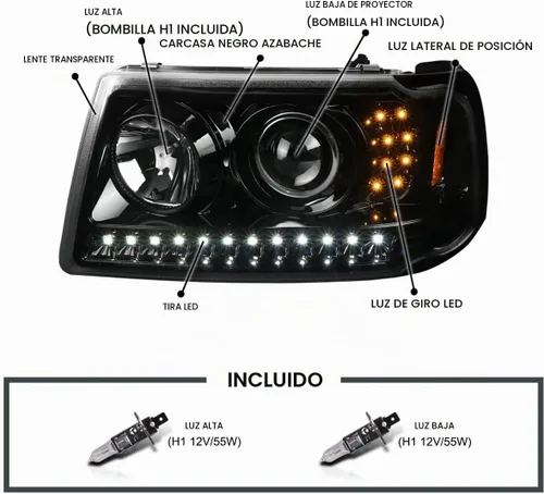 Vista 3 de SPEC-D TUNING Faros Delanteros Proyectores Negro Azabache con Tira LED y Señal de Giro LED Compatible con Ford Ranger 2001-2011, Par de Faros