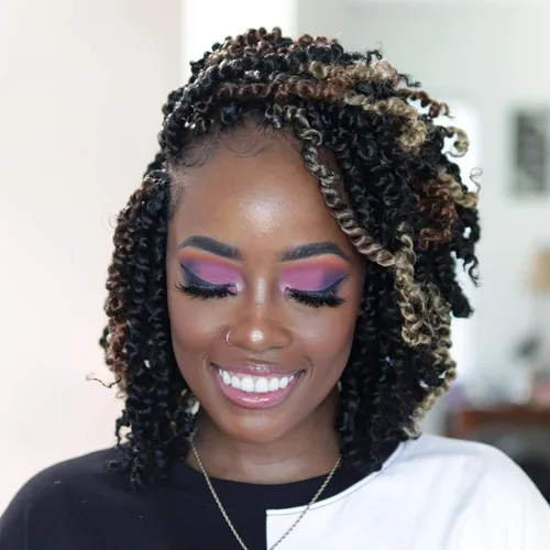 Vista 8 de TOYOTRESS Tiana Passion Twist Hair – 6 pulgadas, 2 piezas de trenzas de ganchillo pretrenzadas color negro natural, extensiones de cabello sintético