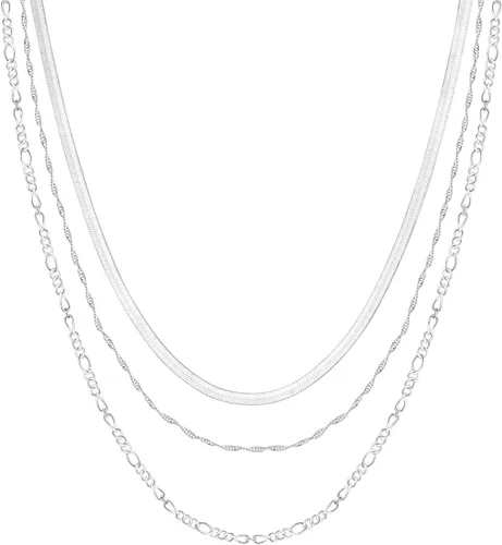 Vista 23 de Collares en capas para mujer, chapados en plata, delicada cuerda torcida de serpiente, delicado collar en capas, gargantilla de diferentes