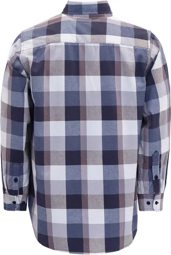 Vista 3 de BOCOMAL Men's FR Shirts 7.5oz Flame Resistant Welding Shirt NFPA2112 CAT2 Cuadros azul marino/blanco