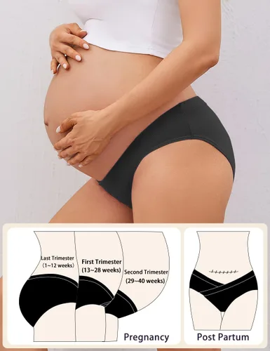 Vista 4 de Molasus Ropa interior de maternidad cruzada de algodón debajo de la protuberancia de embarazo Bikinis Bragas