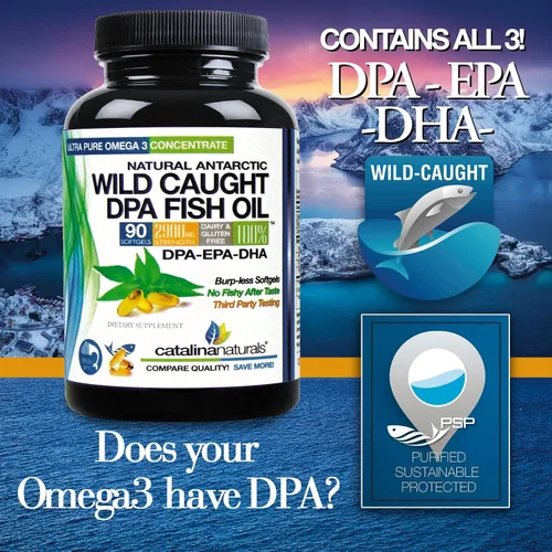 Vista 7 de Paquete de 2 aceite de pescado omega-3 DPA capturado en la naturaleza, 2900 mg con DPA, EPA y DHA, 180 cápsulas blandas, sin eructos de triple fuerza