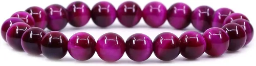 Vista 6 de Keleny Gem - Pulsera elástica de piedras semipreciosas con cuentas redondas de 8 mm, 7 pulgadas, unisex Ágata de encaje azul de grado A