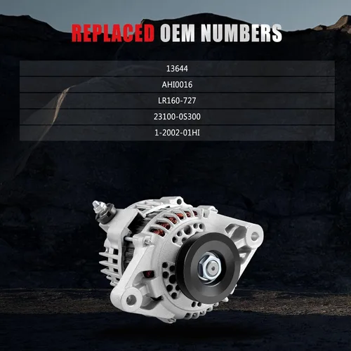 Vista 3 de Alternador compatible con Nissan para Pickup L4 2.4L 1995-1997, 60Amp/12Volt alternador de alto rendimiento reemplaza 1-2002-01HI AHI0016