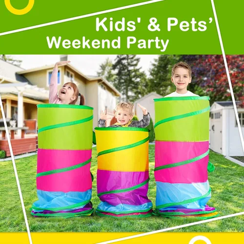 Vista 7 de Moncoland Tienda de campaña de túnel de juego para niños pequeños, colorido juguete desplegable para bebés, niños o perros y gatos con malla