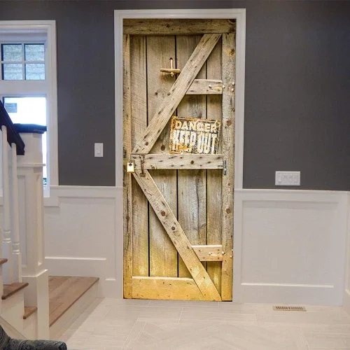 Vista 32 de Adhesivos 3D para puerta, murales para despegar y pegar, puerta de madera, papel tapiz autoadhesivo, extraíble, PVC, impermeable, póster para Puerta
