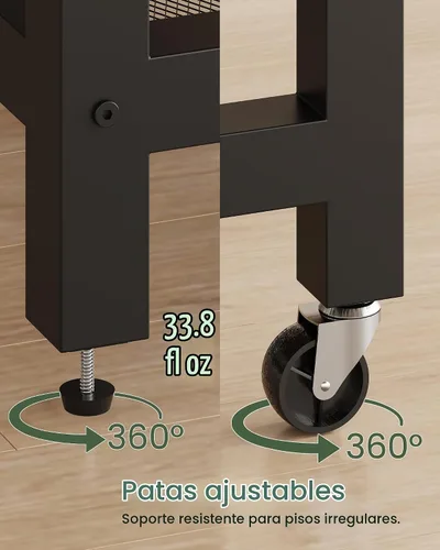 Vista 7 de CHOEZON Isla de cocina con toma de corriente, mesa de isla de cocina con parte superior plegable, islas de almacenamiento estacionario, barra
