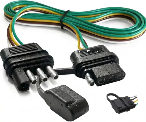 Vista 7 de NEWSUN® 10 pies 3 m de largo Arnés de cableado de remolque extensible premium 4 vías planas Conector de cableado de cobre chapado en plata de 4 10ft