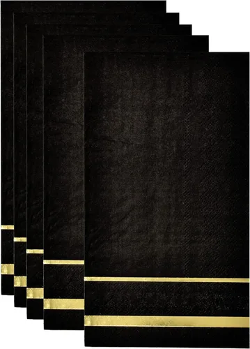 Vista 16 de Gift Boutique Paquete de 100 Servilletas de Invitados Forradas con Ribete Negro de Papel Desechable Elegante Servilleta de Mano para Cena Baño Boda