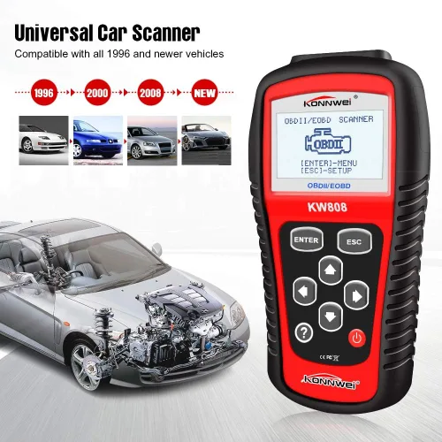 Vista 4 de KONNWEI KW808 Auto OBDII Lector de Códigos con Pantalla Grande de 2.8" OBD2 Escáner con Funciones Completas de Herramienta de Escaneo Diagnóstico