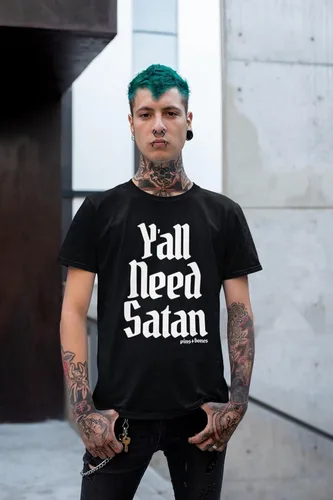Vista 2 de Y'all Need Satan Camiseta, Satanic T Shirt, Satan Loves Me, Ropa Alt Oculta Gótica, Satanismo Oculto Camisa