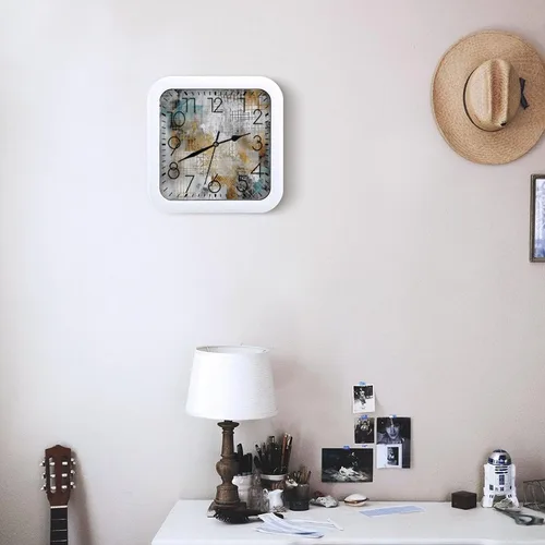 Vista 42 de 10" Square Modern Wall Clock,Different Heart Patterns Print Kitchen Clocks Wall Battery Operated,Silent Non Ticking Unique Funny Cute Wall Clock for