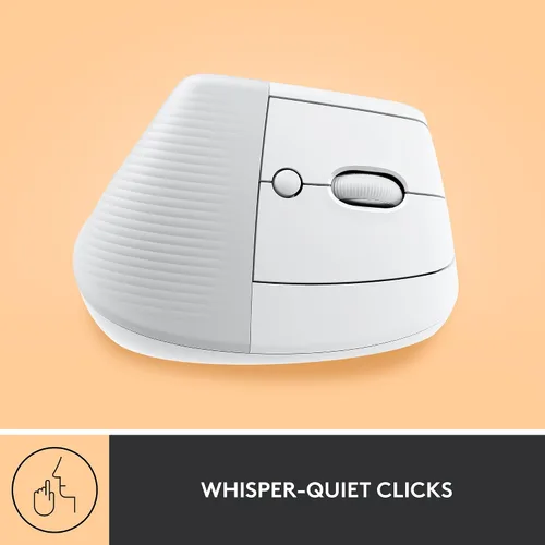 Vista 7 de Logitech Lift Ratón Ergonómico Vertical, Inalámbrico, Bluetooth o Receptor USB Logi Bolt, Clics Silenciosos, 4 Botones, Compatible con Blanco hueso