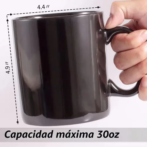 Vista 3 de BYCNZB Juego de 2 tazas de café de cerámica súper grandes de 30 onzas (negro)