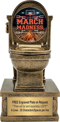 Vista 11 de Decade Awards Trofeo de pedestal dorado para inodoro con insertos opcionales, 7 pulgadas de alto, placa grabada bajo petición 1er lugar