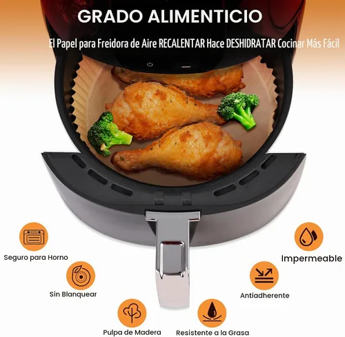 Vista 3 de SIUDANGKA Mini forros para freidora de aire de 2qt, 100 piezas de almohadillas de papel pergamino para freidora de aire antiadherentes compatibles