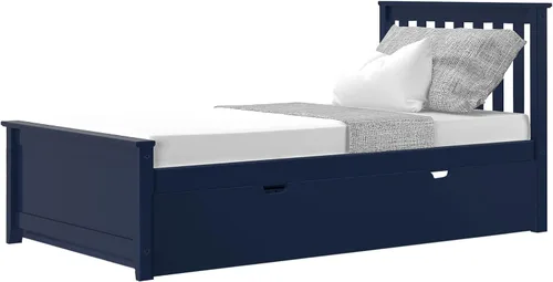 Vista 4 de Max & Lily Cama individual, base de cama con cabecera para niños con cajón, rejilla, color azul