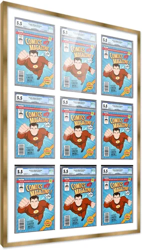 Vista 16 de Poster Palooza Marco de cómics con paspartú para 1 cómic de grado CGC, CBCS o PGX, marco de cómic de bronce para cómic de 8.125 x 13 pulgadas